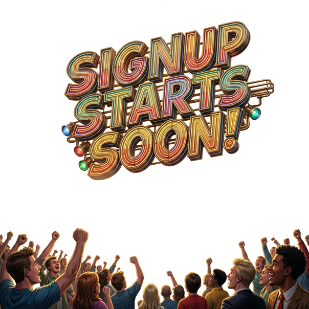 Plain white background with centered Signup Starts Soon text